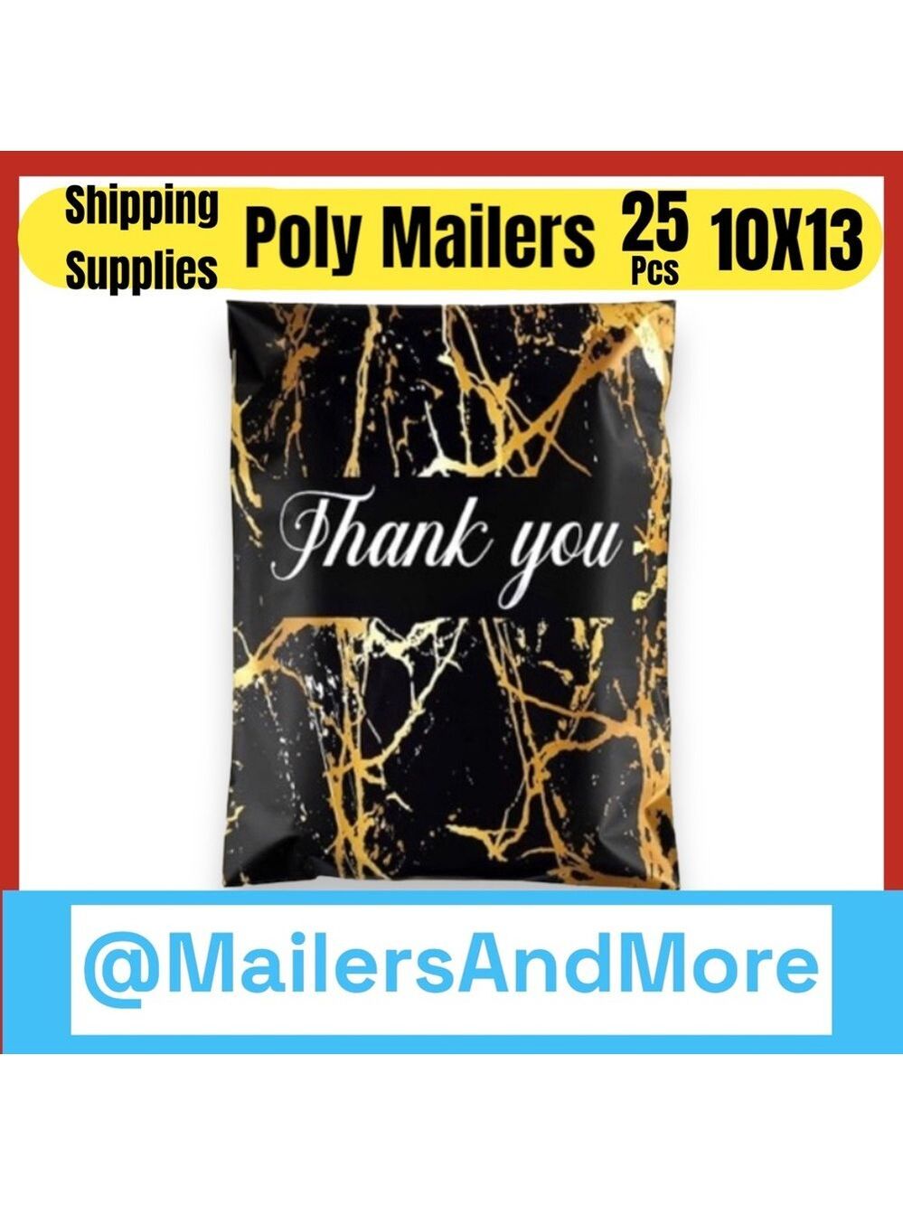 25 10X13 Poly Mailers Black Gold Veins Shipping Envelopes Bags PRICE IS FIRM - Picture 6 of 10